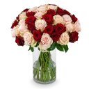Bouquet of pink and red roses
